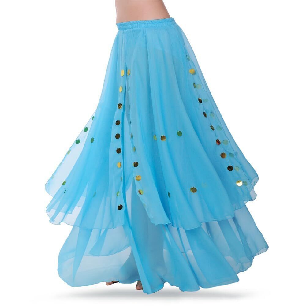6055 Chiffon Skirt Belly Dance Costume Dancing Dress Sequin Bellydance